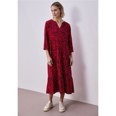 Street One Midi-Kleid mit grafischem Print - Rot - Damen Street One Midi-Kleid mit grafischem Print - Rot - Damen