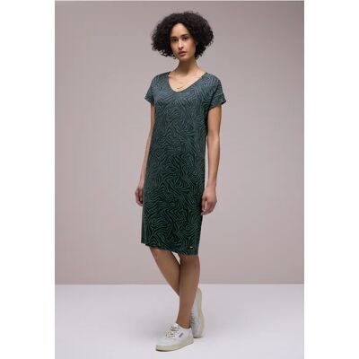 Street One Knielanges Kleid aus Jersey mit Print - Grün - Damen Street One Knielanges Kleid aus Jersey mit Print - Grün - Damen
