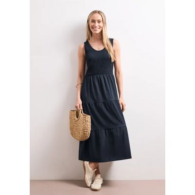 Street One Midi-Kleid mit Smok-Oberteil - Blau - Damen Street One Midi-Kleid mit Smok-Oberteil - Blau - Damen