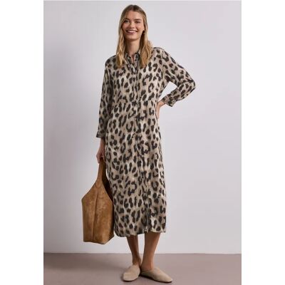 Street One Midi-Kleid mit durchgehender Knopfleiste - Beige - Damen Street One Midi-Kleid mit durchgehender Knopfleiste - Beige - Damen