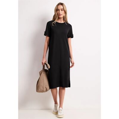 Street One Midi-Kleid mit Rundhals und Knöpfen - Schwarz - Damen Street One Midi-Kleid mit Rundhals und Knöpfen - Schwarz - Damen