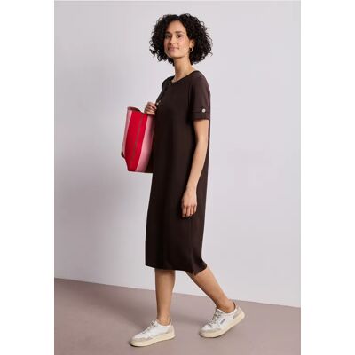 Street One Midi-Kleid mit Rundhals und Knöpfen - Braun - Damen Street One Midi-Kleid mit Rundhals und Knöpfen - Braun - Damen