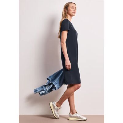 Street One Knielanges Kleid mit Raffung - Blau - Damen Street One Knielanges Kleid mit Raffung - Blau - Damen