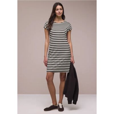 Street One Knielanges Kleid aus Jersey mit Streifen - Braun - Damen Street One Knielanges Kleid aus Jersey mit Streifen - Braun - Damen