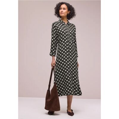Street One Midi-Kleid mit Knöpfen und Punktmuster - Braun - Damen Street One Midi-Kleid mit Knöpfen und Punktmuster - Braun - Damen