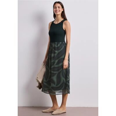 Street One Midikleid mit Strukturmix und Print - Grün - Damen Street One Midikleid mit Strukturmix und Print - Grün - Damen