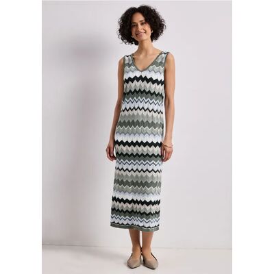 Street One Midi-Kleid mit Zick-Zack-Muster - Grün - Damen Street One Midi-Kleid mit Zick-Zack-Muster - Grün - Damen