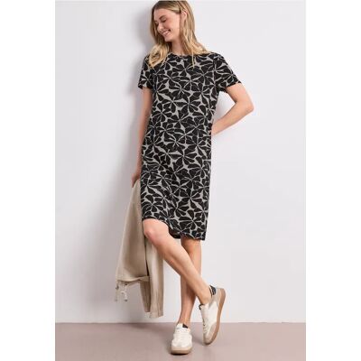 Street One Knielanges Kleid mit Raffung - Schwarz - Damen Street One Knielanges Kleid mit Raffung - Schwarz - Damen