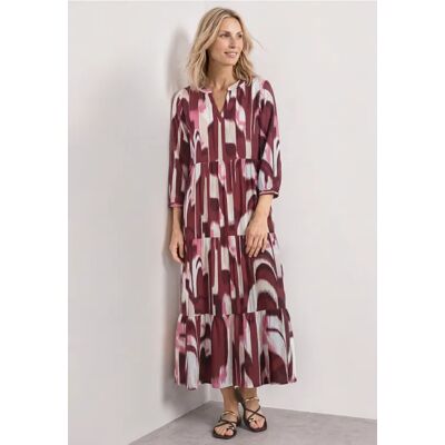 Street One Midi-Kleid mit Split Neck im Ethno-Look - Rot - Damen Street One Midi-Kleid mit Split Neck im Ethno-Look - Rot - Damen