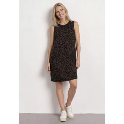 Street One Knielanges Kleid mit Rundhalsausschnitt - Braun - Damen Street One Knielanges Kleid mit Rundhalsausschnitt - Braun - Damen