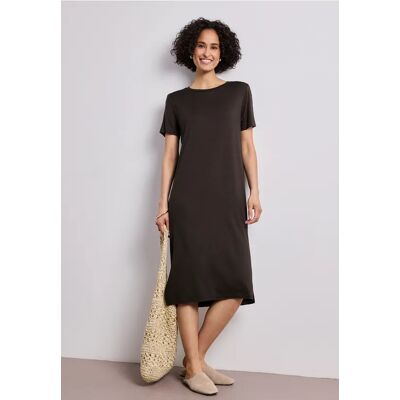 Street One Midi-Kleid mit Kurzarm mit Schlitzdetail - Braun - Damen Street One Midi-Kleid mit Kurzarm mit Schlitzdetail - Braun - Damen