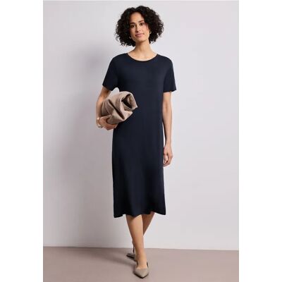 Street One Midi-Kleid mit Kurzarm mit Schlitzdetail - Blau - Damen Street One Midi-Kleid mit Kurzarm mit Schlitzdetail - Blau - Damen