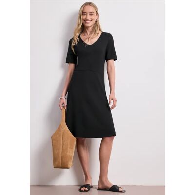 Street One Knielanges Kleid aus Jersey mit Kurzarm - Schwarz - Damen Street One Knielanges Kleid aus Jersey mit Kurzarm - Schwarz - Damen