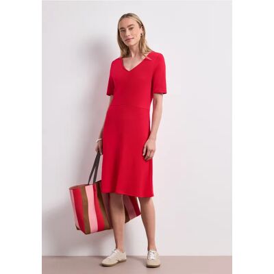 Street One Knielanges Kleid aus Jersey mit Kurzarm - Rot - Damen Street One Knielanges Kleid aus Jersey mit Kurzarm - Rot - Damen