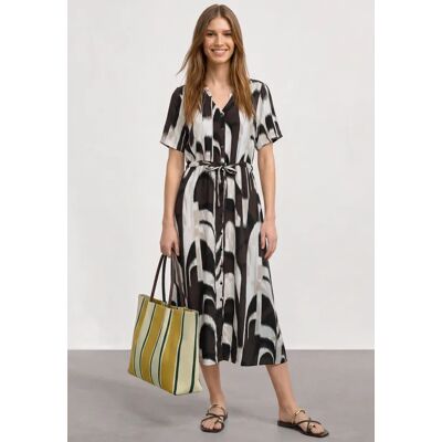 Street One Midi-Kleid mit V-Neck und Print - Braun - Damen Street One Midi-Kleid mit V-Neck und Print - Braun - Damen