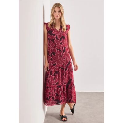 Street One Maxi-Kleid aus Chiffon mit Print - Rot - Damen Street One Maxi-Kleid aus Chiffon mit Print - Rot - Damen