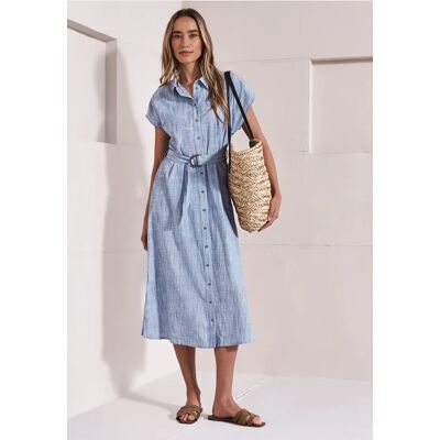 Street One Midi-Kleid mit Knopfleiste - Blau - Damen Street One Midi-Kleid mit Knopfleiste - Blau - Damen