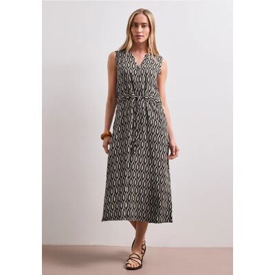 Street One Midi-Kleid mit Split Neck und Zipper - Beige - Damen Street One Midi-Kleid mit Split Neck und Zipper - Beige - Damen