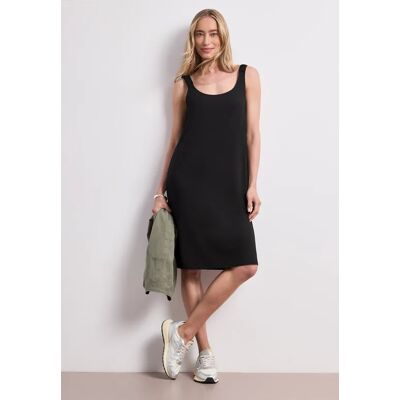 Street One Knielanges Kleid mit gerafften Trägern - Schwarz - Damen Street One Knielanges Kleid mit gerafften Trägern - Schwarz - Damen