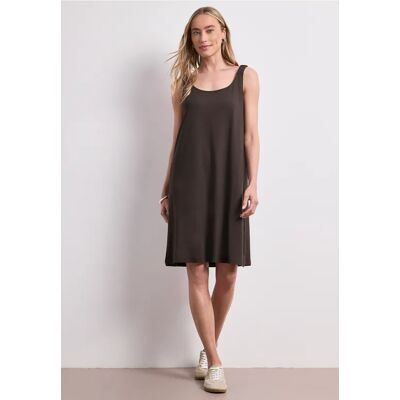 Street One Knielanges Kleid mit gerafften Trägern - Braun - Damen Street One Knielanges Kleid mit gerafften Trägern - Braun - Damen