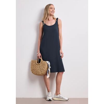 Street One Knielanges Kleid mit gerafften Trägern - Blau - Damen Street One Knielanges Kleid mit gerafften Trägern - Blau - Damen