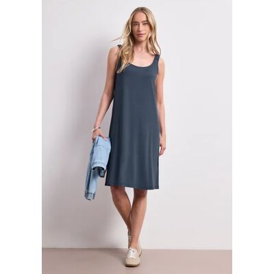 Street One Knielanges Kleid mit gerafften Trägern - Blau - Damen Street One Knielanges Kleid mit gerafften Trägern - Blau - Damen