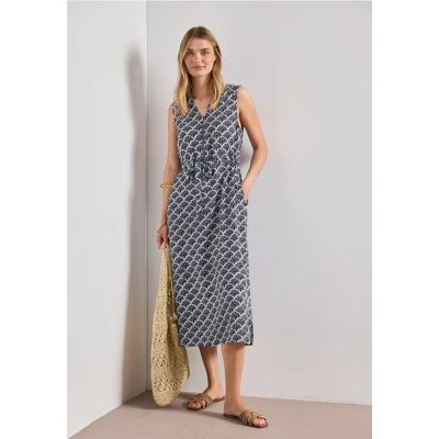 Street One Midikleid mit Split Neck und Zipper - Blau - Damen Street One Midikleid mit Split Neck und Zipper - Blau - Damen