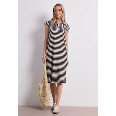 Street One Midi-Kleid in Strick-Optik mit Streifen - Schwarz - Damen Street One Midi-Kleid in Strick-Optik mit Streifen - Schwarz - Damen