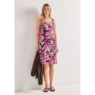 Street One Knielanges Kleid mit gerafften Trägern - Pink - Damen Street One Knielanges Kleid mit gerafften Trägern - Pink - Damen