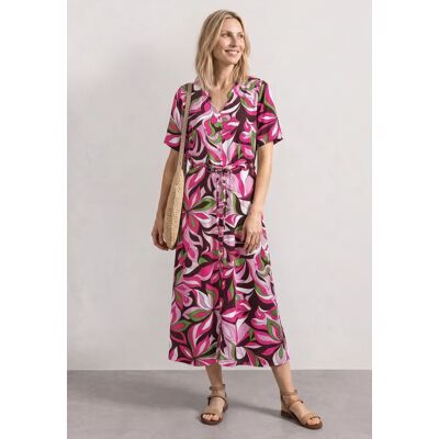 Street One Midi-Kleid mit V-Neck und Print - Pink - Damen Street One Midi-Kleid mit V-Neck und Print - Pink - Damen