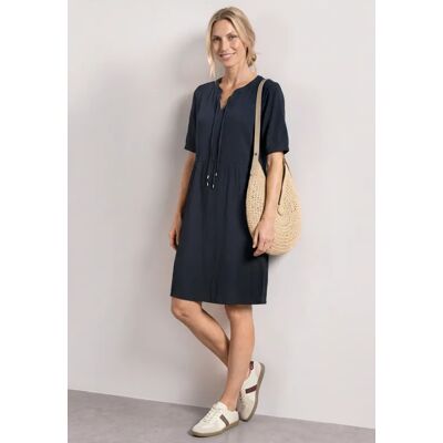 Street One Knielanges Kleid mit Schleifendetail - Blau - Damen Street One Knielanges Kleid mit Schleifendetail - Blau - Damen