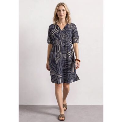 Street One Knielanges Kleid mit Bänderdetail - Blau - Damen Street One Knielanges Kleid mit Bänderdetail - Blau - Damen