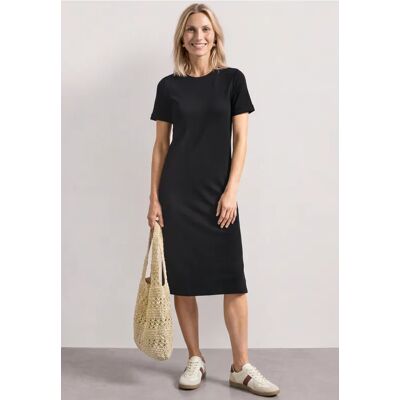 Street One Midikleid in Rippstruktur mit Rundhals - Schwarz - Damen Street One Midikleid in Rippstruktur mit Rundhals - Schwarz - Damen