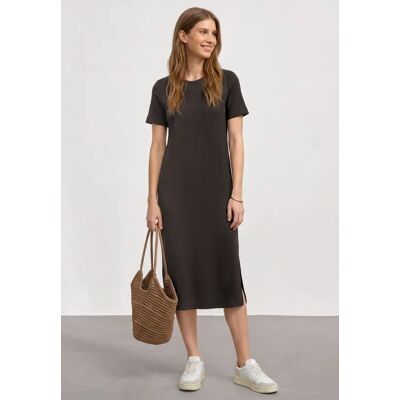Street One Midikleid in Rippstruktur mit Rundhals - Braun - Damen Street One Midikleid in Rippstruktur mit Rundhals - Braun - Damen