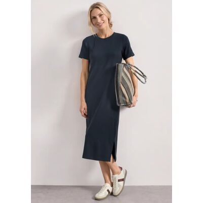 Street One Midikleid in Rippstruktur mit Rundhals - Blau - Damen Street One Midikleid in Rippstruktur mit Rundhals - Blau - Damen