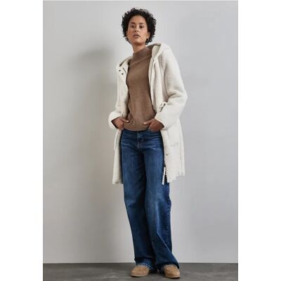 Street One Teddy Mantel mit Kapuze - Beige - Damen Street One Teddy Mantel mit Kapuze - Beige - Damen