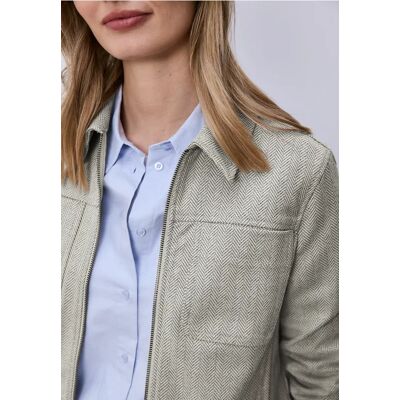 Street One Jacke mit Fischgrätmuster und Zipper - Beige - Damen Street One Jacke mit Fischgrätmuster und Zipper - Beige - Damen