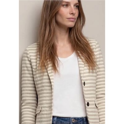 Street One Basic Blazer mit Knöpfen und Streifen - Beige - Damen Street One Basic Blazer mit Knöpfen und Streifen - Beige - Damen