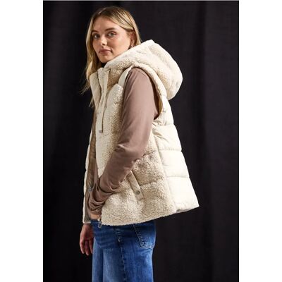 Street One Strukturmix Teddy Weste - Beige - Damen Street One Strukturmix Teddy Weste - Beige - Damen