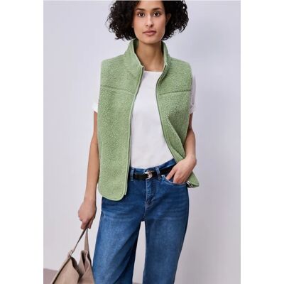 Street One Weste aus Teddy-Material mit Zipper - Grün - Damen Street One Weste aus Teddy-Material mit Zipper - Grün - Damen