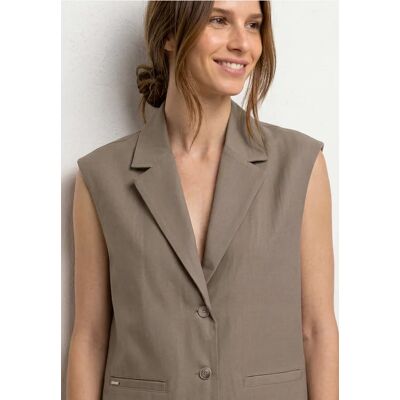 Street One Weste in A-Linie mit Reverskragen - Beige - Damen Street One Weste in A-Linie mit Reverskragen - Beige - Damen