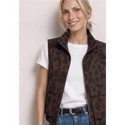Street One Weste mit Stehkragen und Leo-Muster - Braun - Damen Street One Weste mit Stehkragen und Leo-Muster - Braun - Damen