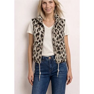 Street One Weste mit Stehkragen und Leo-Muster - Beige - Damen Street One Weste mit Stehkragen und Leo-Muster - Beige - Damen