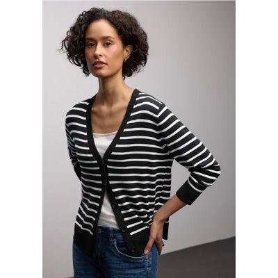 Street One Gestreifter Cardigan - Schwarz - Damen Street One Gestreifter Cardigan - Schwarz - Damen