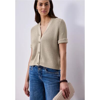 Street One Kurzarm Cardigan mit V-Neck und Struktur - Beige - Damen Street One Kurzarm Cardigan mit V-Neck und Struktur - Beige - Damen