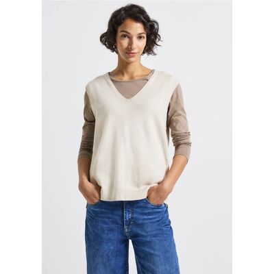 Street One Ärmelloser V-Neck Pullover - Beige - Damen Street One Ärmelloser V-Neck Pullover - Beige - Damen