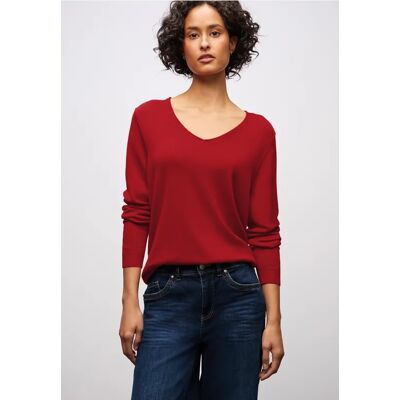 Street One V-Neck Pullover - Rot - Damen Street One V-Neck Pullover - Rot - Damen