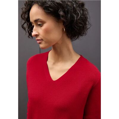 Street One Basic V-Neck Pullover - Rot - Damen Street One Basic V-Neck Pullover - Rot - Damen