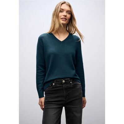 Street One Kuscheliger V-Neck Pullover - Türkis - Damen Street One Kuscheliger V-Neck Pullover - Türkis - Damen