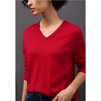 Street One Kuscheliger V-Neck Pullover - Rot - Damen Street One Kuscheliger V-Neck Pullover - Rot - Damen